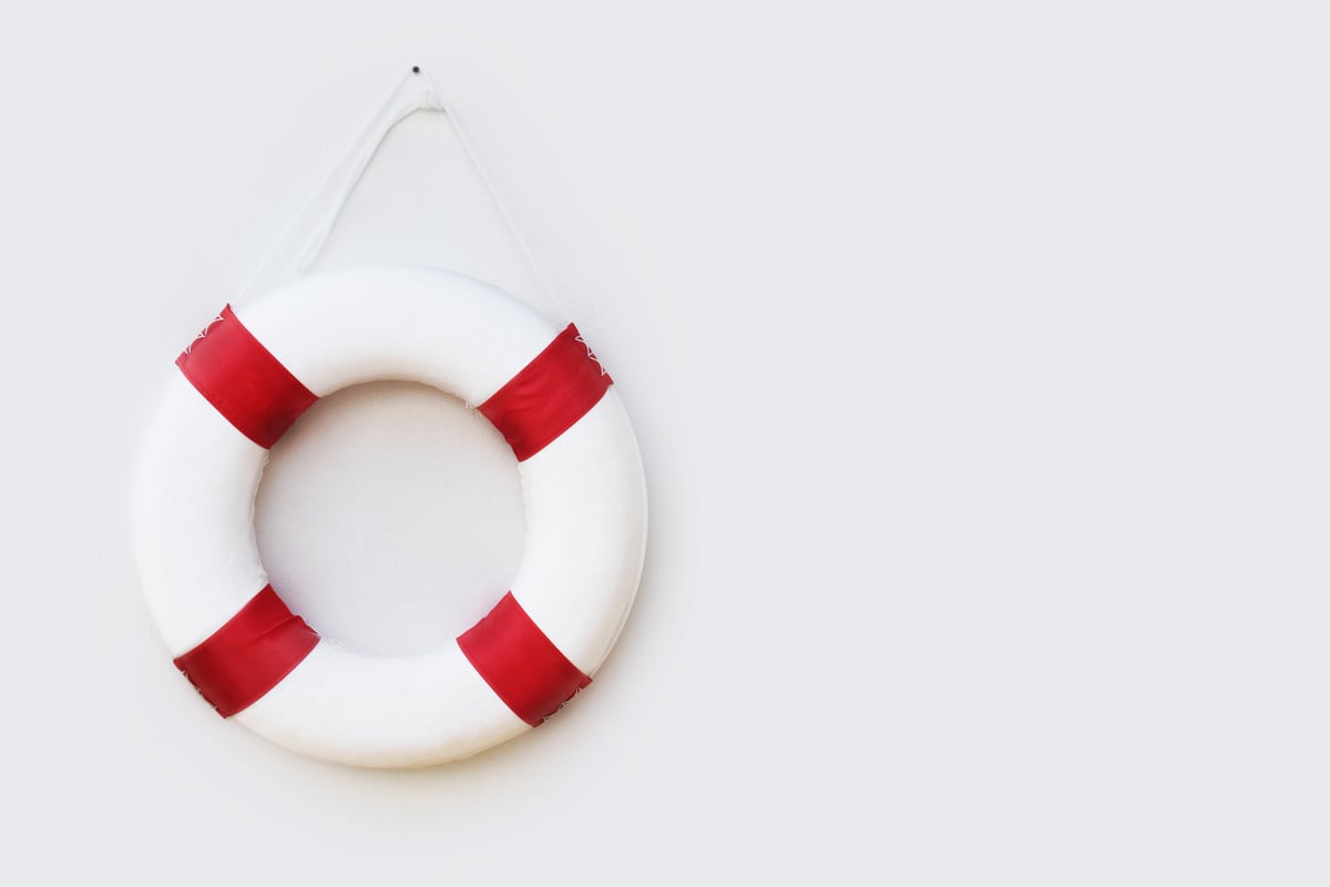 Life guards rescue ring buoy at the pool